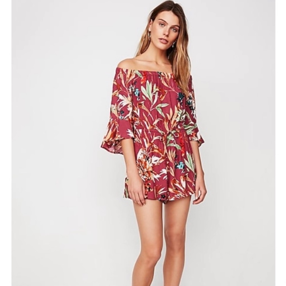 EXPRESS off shoulder floral romper